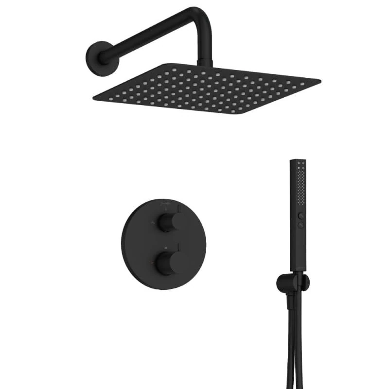 JACOB DELAFON Metro Square Thermostatic Shower Faucet, Matt Black | Water Saving