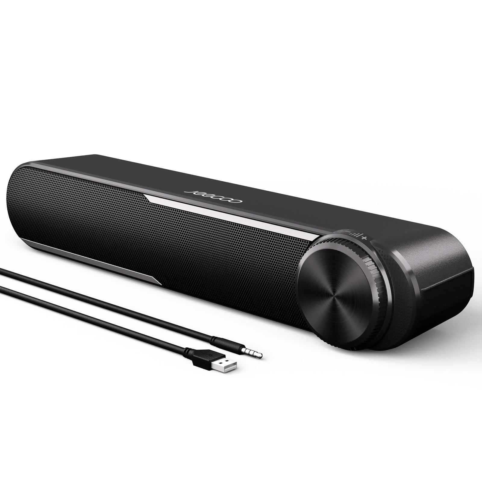 Jeecoo A30 PC Speakers, Computer Speakers for Desktop Monitor, USB Powere PC Soundbar, 3.5mm Aux Input Wired Soundbar for Desktop Laptop Phone