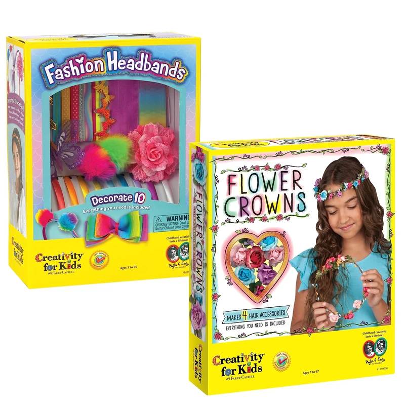 Creativity for Kids Make Your Own Fashion Headbands & Flower Crowns Set, Hair Accessories Kit, Christmas, Easter, Halloween, Party Idea, Fancy Dress Costume, Women, Men Hairbands