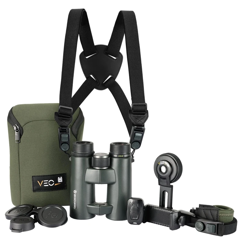 VANGUARD VEO HD2 10x42 Binoculars with Harness and Accessories