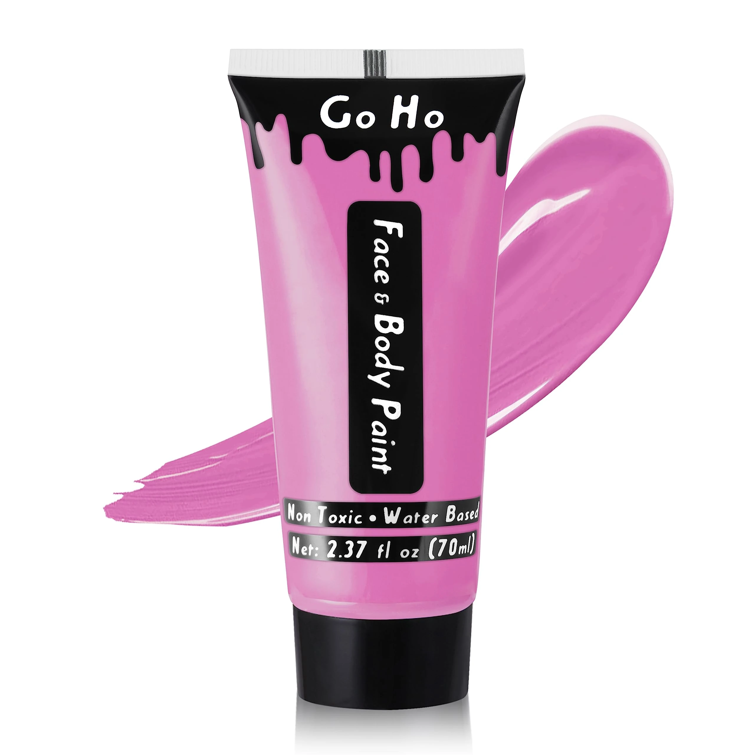 Go Ho Pink Cream Face Body Paint(2.37oz,70ml),Water Based Face Paint,Pink Makeup Face Painting for SFX Cosplay Costumes Festivals Halloween Makeup