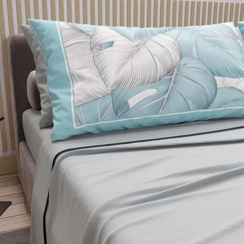PETTI Artigiani Italiani - Cotton Sheets with Pillowcases in Digital Print, for Single Bed, Complete Top and Bottom Sheet with Corners, Light Grey, 100% Made in Italy