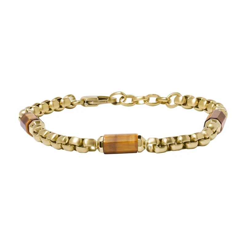 Fossil men's component bracelet All Stacked Up tiger eye brown, JF04570710