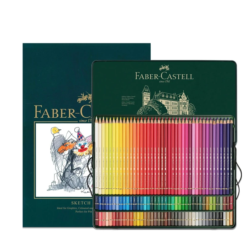 Faber-Castell A4 Sketch Pad & Tin Of 120 Polychromos Artists Colouring Pencils - Art Set For Adult Colouring Books, Craft Supplies, Drawing, Sketching, Lightfast Pencils, Schools, Home, College…