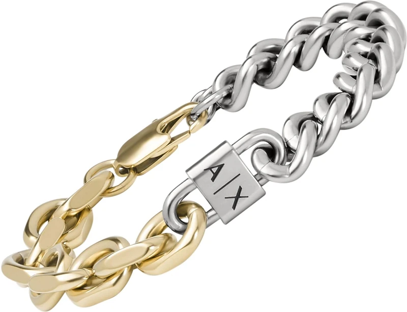 Armani Exchange men's link bracelet stainless steel bicolor, AXG0115710