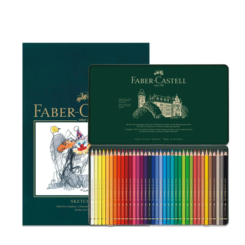Faber-Castell A4 Sketch Pad & Tin Of 36 Polychromos Artists Colouring Pencils - Art Set For Adult Colouring Books, Craft Supplies, Drawing, Sketching, Lightfast Pencils, Schools, Home, College…