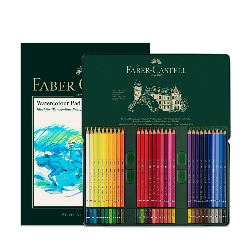 Faber-Castell A4 Watercolour Pad & Tin Of 60 Albrecht Dürer Watercolour Pencils - Art Set For Adult Colouring Books, Craft Supplies, Drawing, Sketching, Lightfast Pencils, Schools, Home, College…