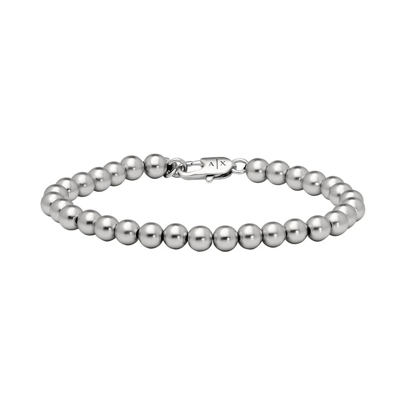 Armani Exchange men's bracelet beads metal silver color, AXG0118040