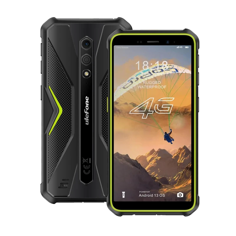 Ulefone Armor X12 Rugged Phone Android 13, Up to 6GB RAM 32GB ROM, 256GB Expandable, 13MP Waterproof Camera, 4G Smartphone, Three Card Slots, NFC, 5.45 inch Screen, 4860mAh, UK Version, Green