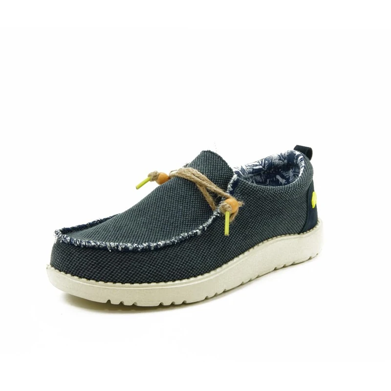 GIOSEPPO VERNONIA Men's Beige Canvas and Jute Wallabee Style Loafers, Navy, 10.5 UK