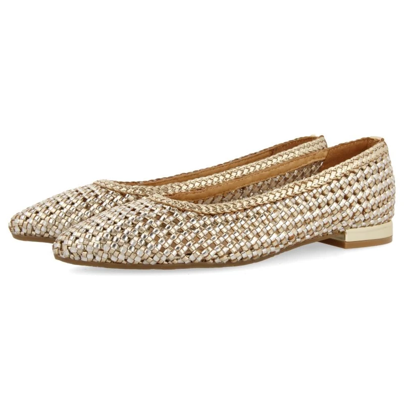 GIOSEPPO Atherton Women's Two-Tone Braided Leather Ballerinas with Fine Toe, Gold-Silver, 7 UK