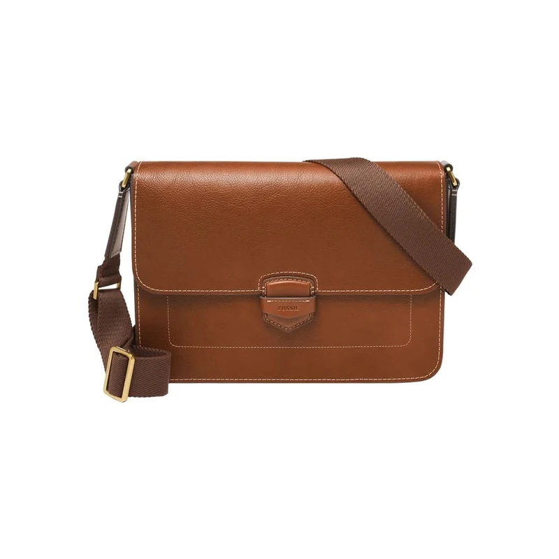 Fossil men's bag Lennox, LiteHide brown leather messenger bag, L: 35.6 cm, W: 5.1 cm, H: 25.4 cm, MBG9613210