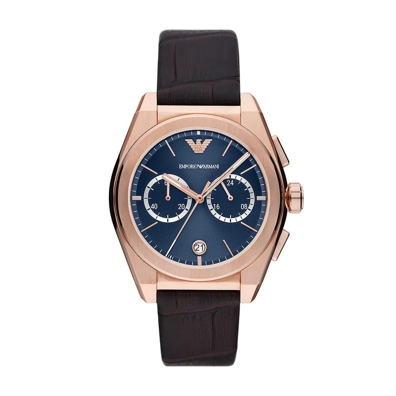 Emporio Armani Watch for Men, Quartz 2 sub dial Chronograph Movement and 43mm Case Size with Leather Strap