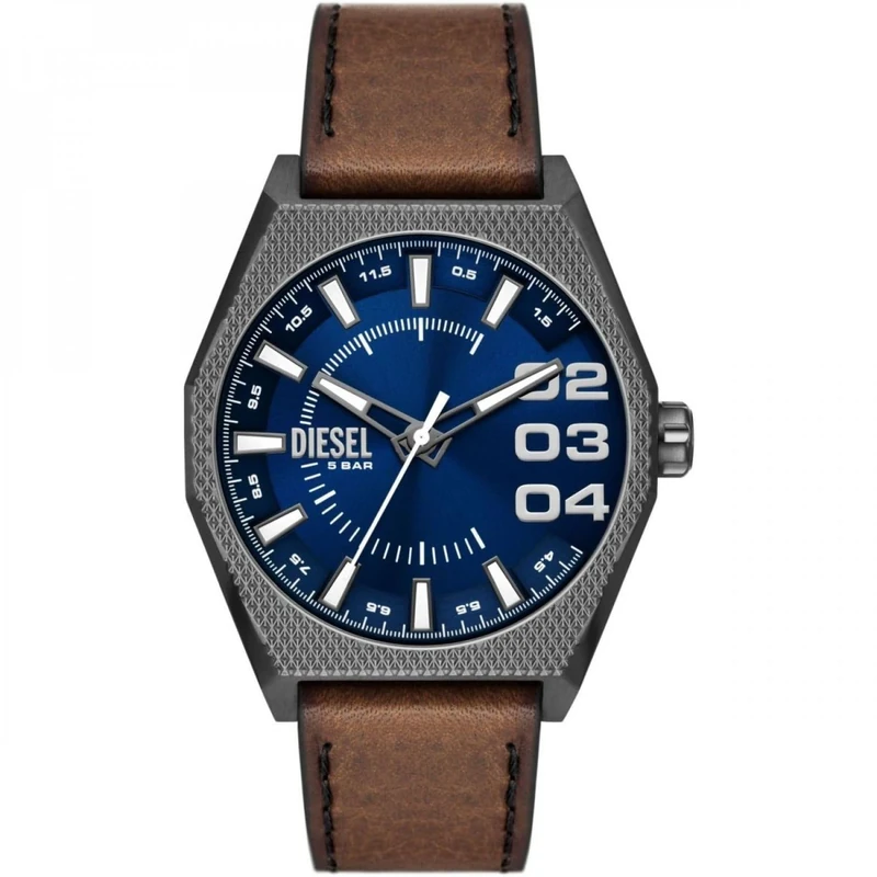 Diesel Scraper Watch for Men, Quartz Three Hand Date Movement with Stainless Steel or Leather Strap
