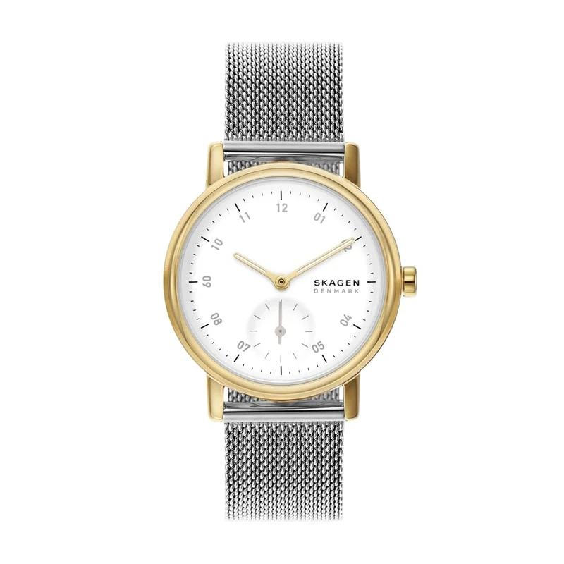 Skagen Kuppel Watch for Women, Quartz sub dial Three Hand Movement with Stainless Steel, Fabric or Leather Strap