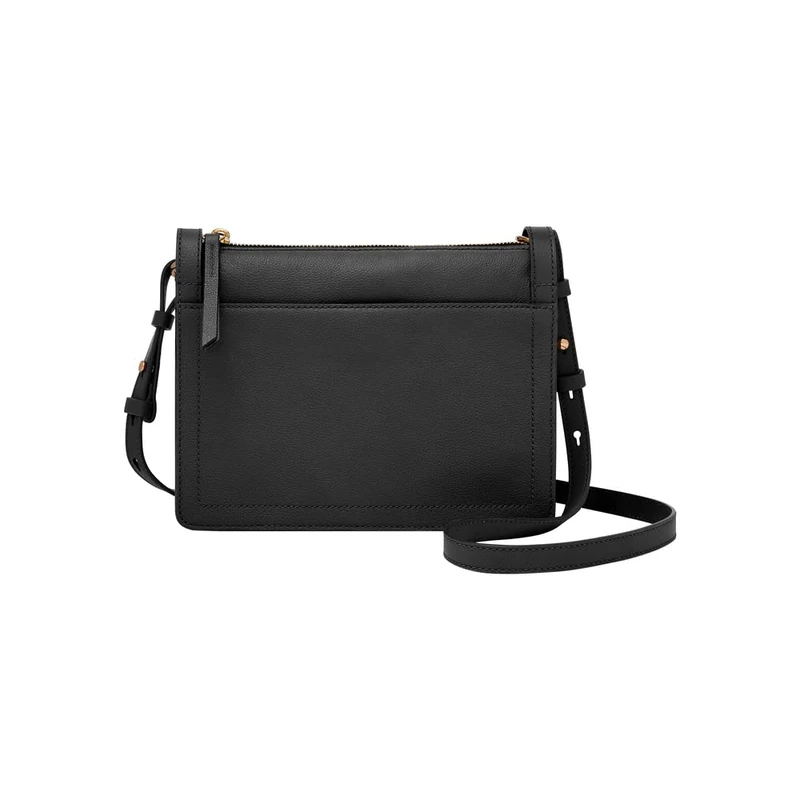 Fossil women's bag Taryn, black leather crossbody bag, L: 24.1 cm, W: 5.7 cm, H: 18.4 cm, ZB1894001 - Image 1