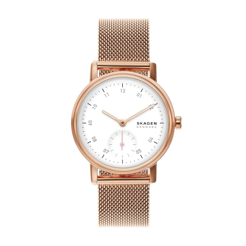 Skagen Kuppel Watch for Women, Quartz sub dial Three Hand Movement with Stainless Steel, Fabric or Leather Strap
