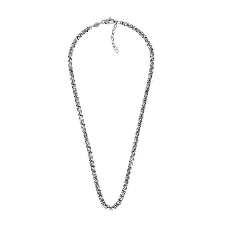 Fossil Men's Necklace, All Stacked Up Stainless Steel Chain Necklace