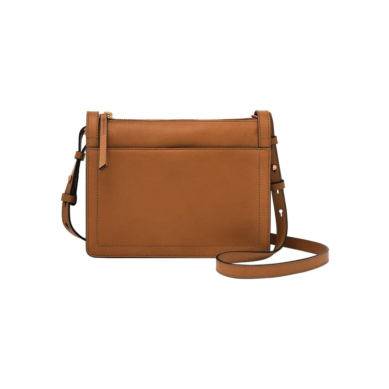 Fossil women's bag Taryn brown leather crossbody bag, L: 24.1 cm, W: 5.7 cm, H: 18.4 cm, ZB1894216