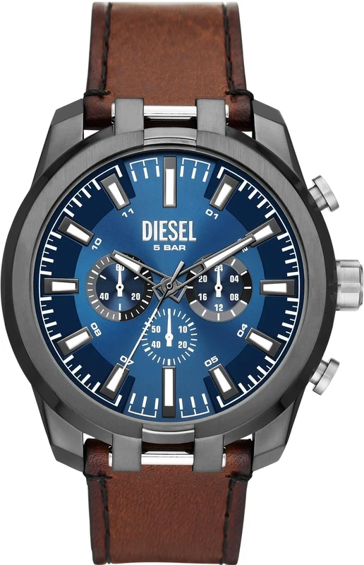 Diesel Split Watch for Men, Quartz Chronograph Movement with Silicone, Stainless Steel or Leather Strap
