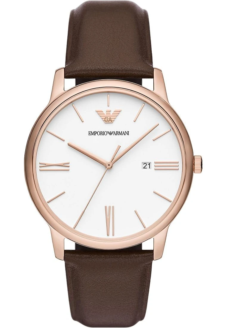 Emporio Armani Men Analog Quartz Watch with Pro-Planet Leather Strap AR11572