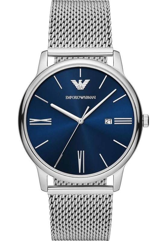 Emporio Armani Watch for Men, Quartz Three Hand Date Movement and 42mm Case Size with Stainless Steel Strap