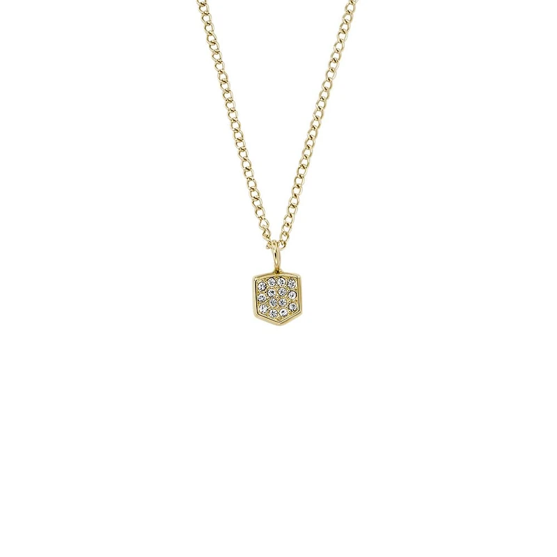 FOSSIL Women's Stainless Steel with lobster clasp closure Round pentagon pendant necklace - Image 1