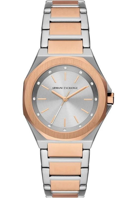 Armani Exchange Watch for Women, Quartz Movement and 34mm Case Size with Stainless Steel, Leather or Silicone Strap