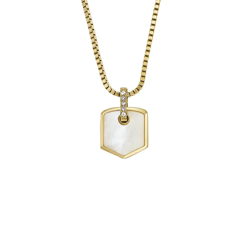 FOSSIL Women's Stainless Steel with lobster clasp closure Round pentagon pendant necklace - Image 1