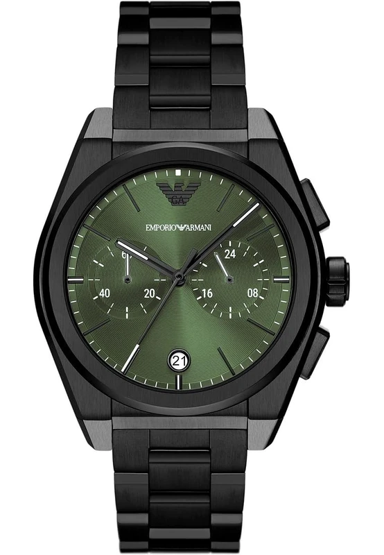 Emporio Armani Watch for Men, Quartz 2 sub dial Chronograph Movement and 43mm Case Size with Stainless Steel Strap