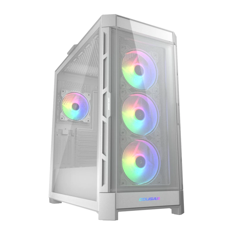 Cougar│DUOFACE PRO RGB Mid Tower PC Case - Preinstalled 4 ARGB Fans -GPU 390mm Compatible - Quick-slide Dust Filter -Up to 6 fans - 360mm water cooler - CEB/E-ATX - White