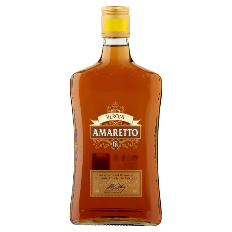Veroni Amaretto, Almond Liqueur, Classic Cocktail Ingredient for Amaretto Sour & Marzipan Old Fashioned, Artisan Italian 15% Alcohol Drink, Vegan & Gluten Free Liquor for Home Bar, 50cl