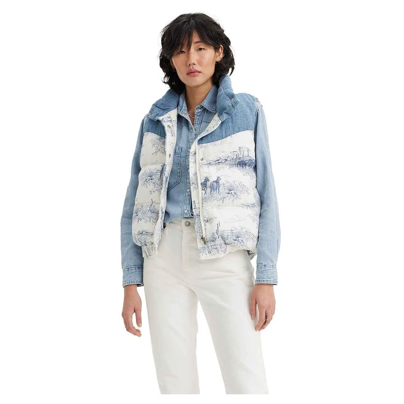 Levi's JUNO WESTERN PUFFER VEST BLUES, WESTERN TOILE VINTAG, XS