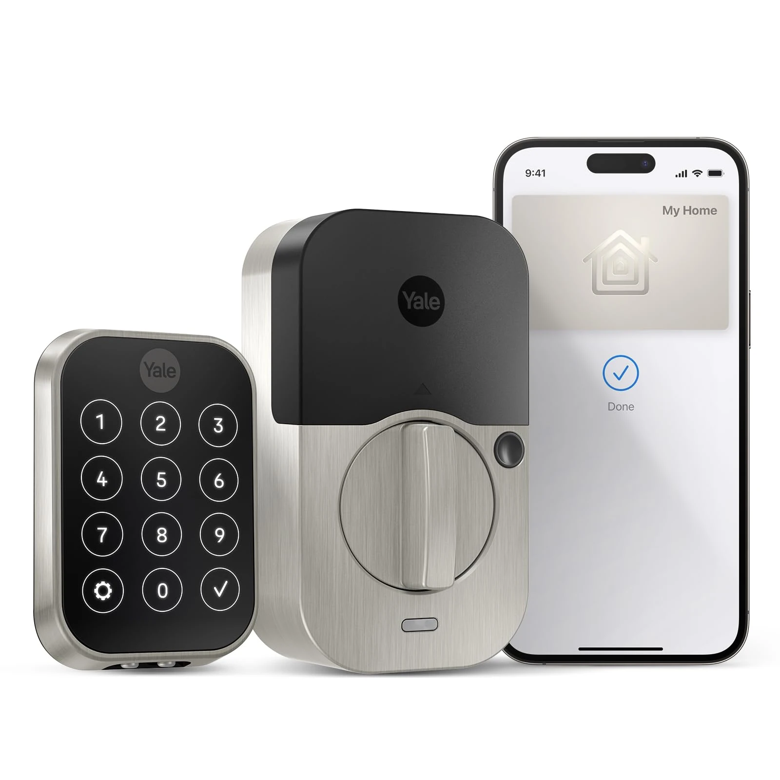 Yale YRD450-N-BLE-619 Assure Lock 2 Plus with Bluetooth Apple Home Keys Smart, Satin Nickel, No Wi-Fi