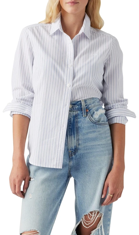 Classic Fit BW Shirt Blues, Laura Stripe Bright, XS
