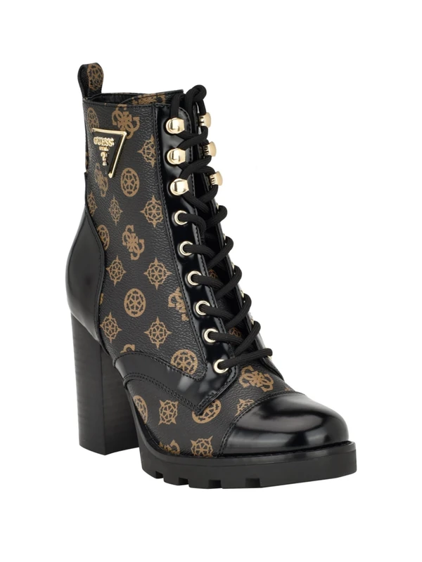 GUESS Women's Neadyn Western Boot, Black Logo 002, 4 UK