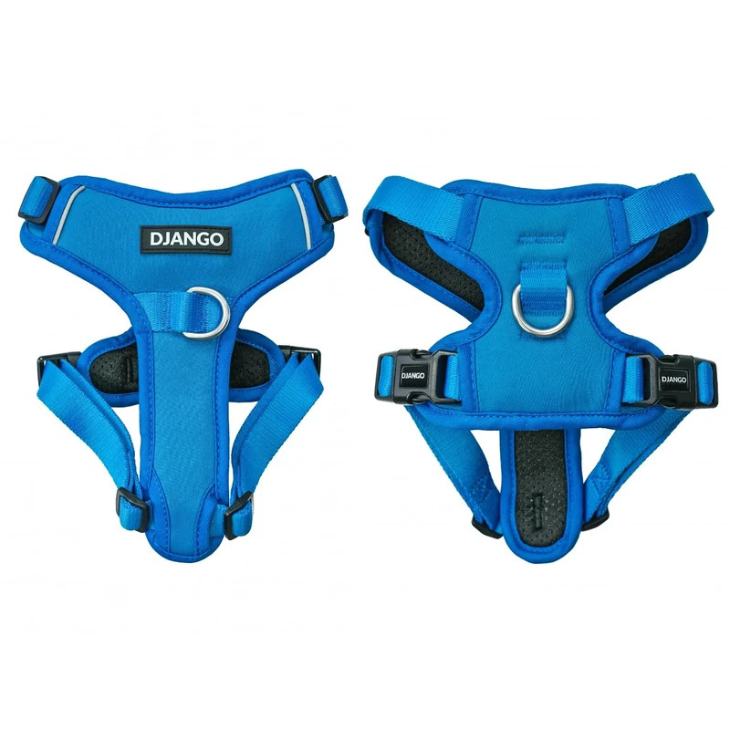 DJANGO Tahoe No Pull Dog Harness – Comfortable, Durable, & Padded Dog Harness with Front & Back D-Rings – Adjustable & Secure Harness for Outdoor Adventures & Everyday Use (Alpine Blue, Small)