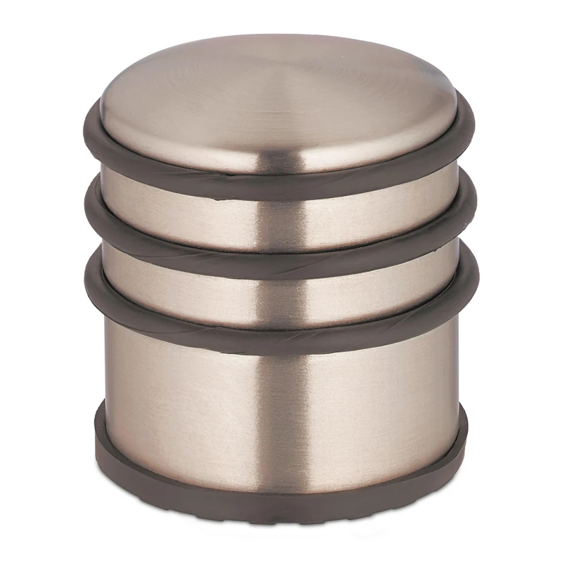Relaxdays Doorstop, Stainless Steel, HxØ: 7.5 x 7 cm, Flat & Heavy, Non-slip, Door Slam Buffer with Rubber Ring, Bronze
