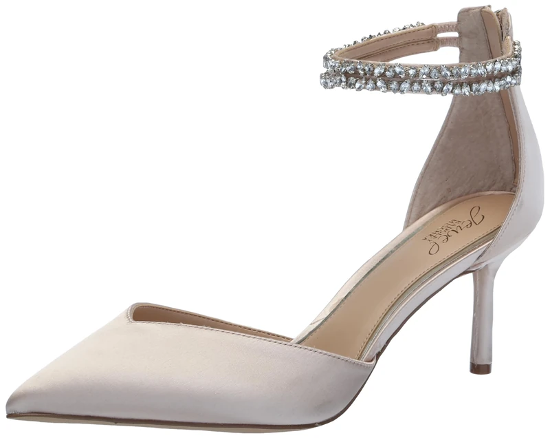 Jewel Badgley Mischka Maya Crystal Strap 2-Piece Pump, Champagne, 7 UK