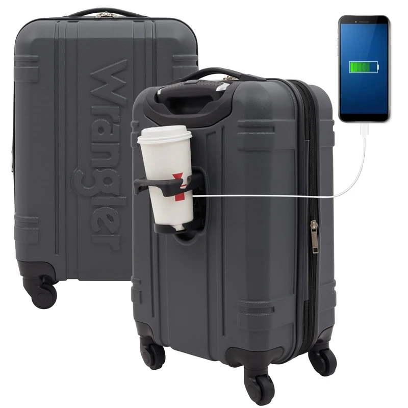 Wrangler Astral Hardside Luggage, 20-Inch Carry-On, Dark Shadow, 20-Inch Carry-On, 20" Astral Hardside Carry-on Luggage