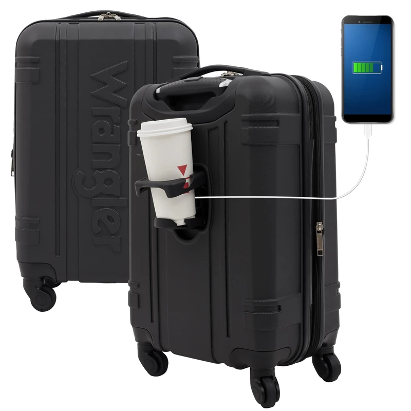 Wrangler Astral Hardside Luggage, 20-Inch Carry-On, Black, 20-Inch Carry-On, 20" Astral Hardside Carry-on Luggage