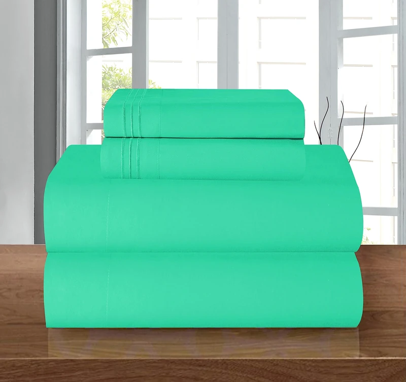 Elegant Comfort Luxury 1500 Premium Hotel Quality Microfiber 4-Piece Sheet Set - Wrinkle Resistant, All Around Elastic Fitted Sheet, Deep Pocket up to 16", King, Paradise Teal