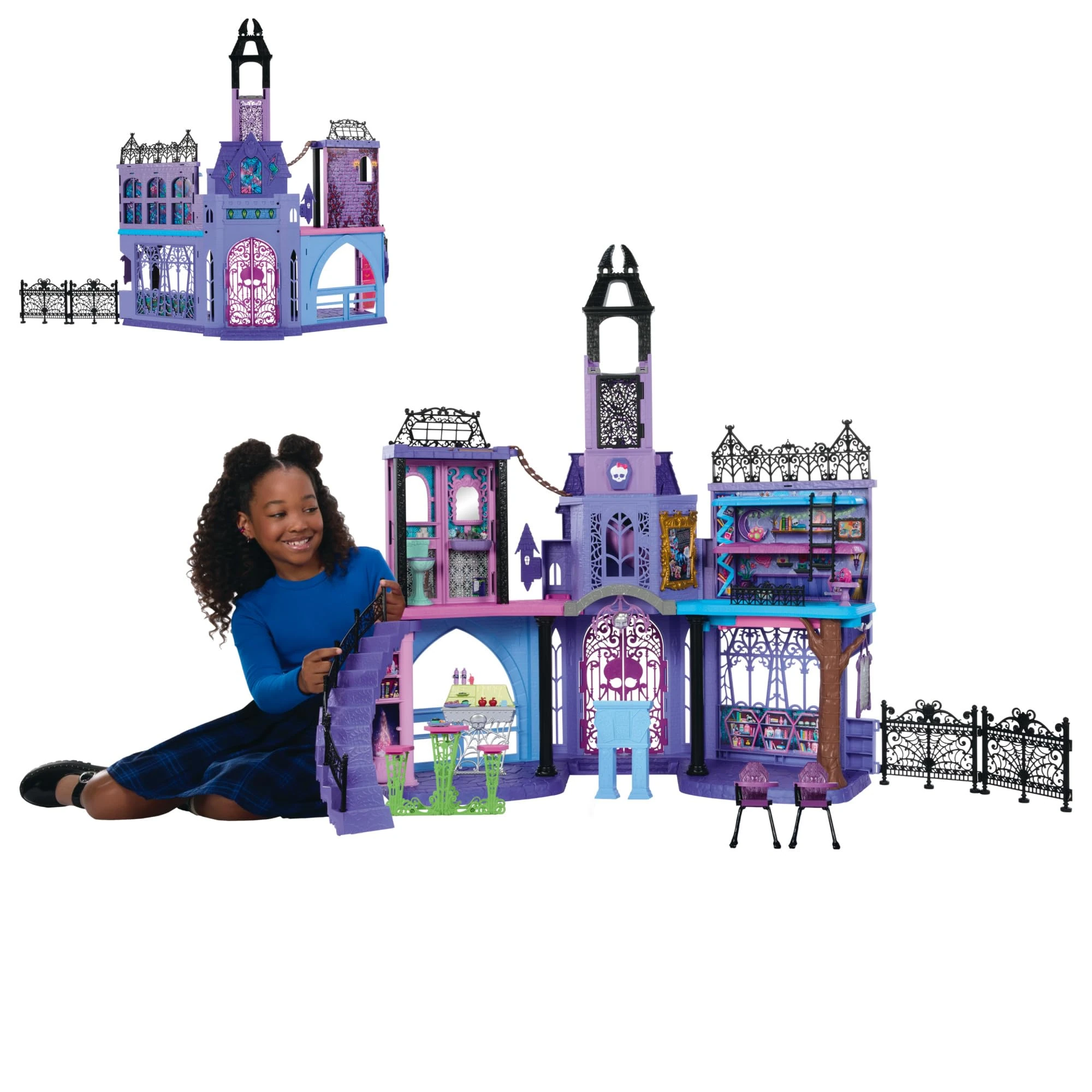 Monster High Doll House, Haunted High School Playset with 7 Play Areas and 35+ Storytelling Pieces including Furniture and Accessories