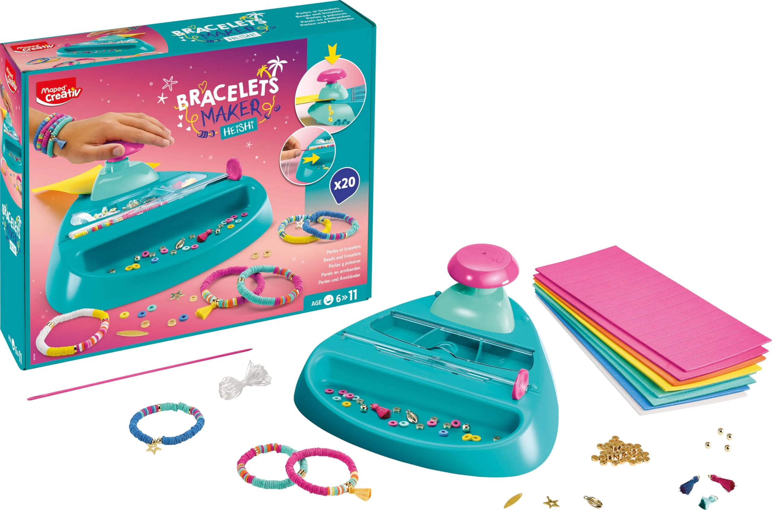 Maped Creativ - Heishi Bracelet Maker - Bracelets - Heishi Bead Making Machine and Bracelet Maker - with Accessories to Create 20+ Bracelets - from 6 to 11 Years Old
