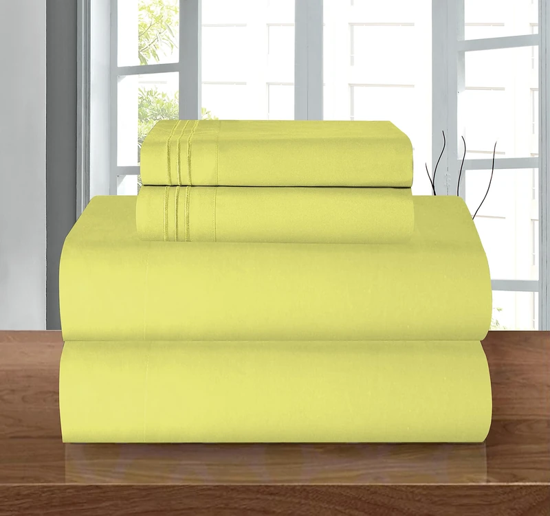 Elegant Comfort, Luxury Hotel Quality 1500 Microfiber Sheet Set 4 Piece Wrinkle Free Fitted Sheet Set - Pocket upto 16" Deep Pocket - King Size Pistachio Green
