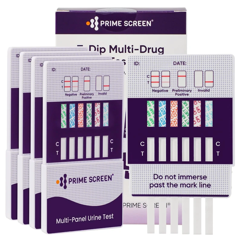 PrimeScreen Drug Testing Kits Drug Tests 5 Pack 6 in 1 Drug Test for Cannabis Cocaine Opiates Methamphetamine Amphetamines Benzodiazepines