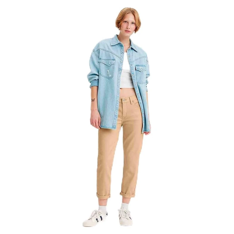 Levi's Women's Mid Rise Boyfriend Jeans, Unbasic Khaki Twill, 32W x 34L