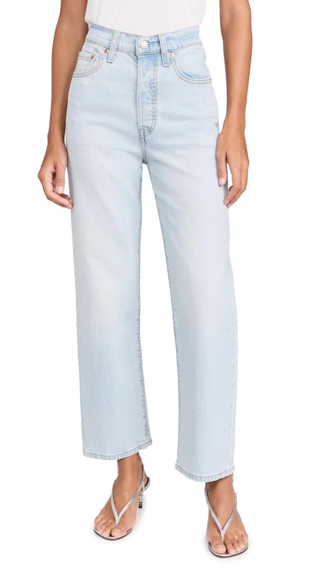 Levi's Women's Ribcage Straight Ankle, Cool Blue Popsicle, 24W / 29L