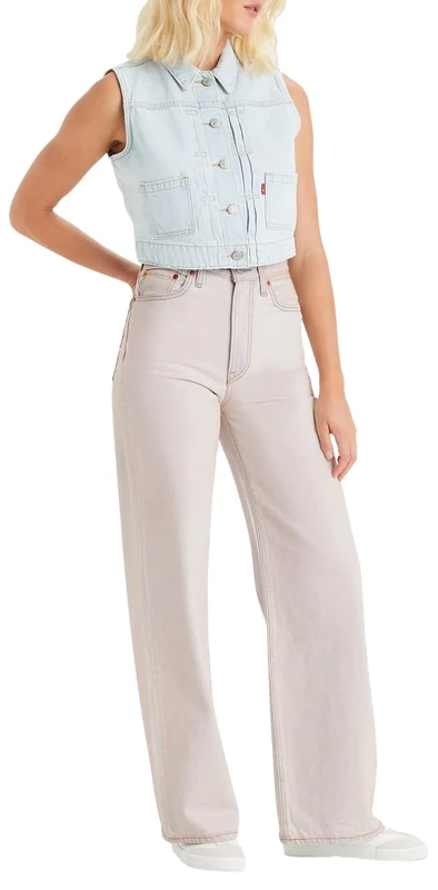 Levi's Women's Ribcage Wide Leg Baggy Cargo Greens, Olive Night, 33W x 32L