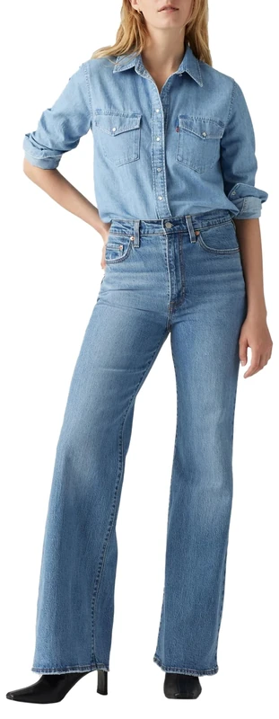 Levi's Ribcage Bells Blacks, On The Town No Crack, 33W / 32L